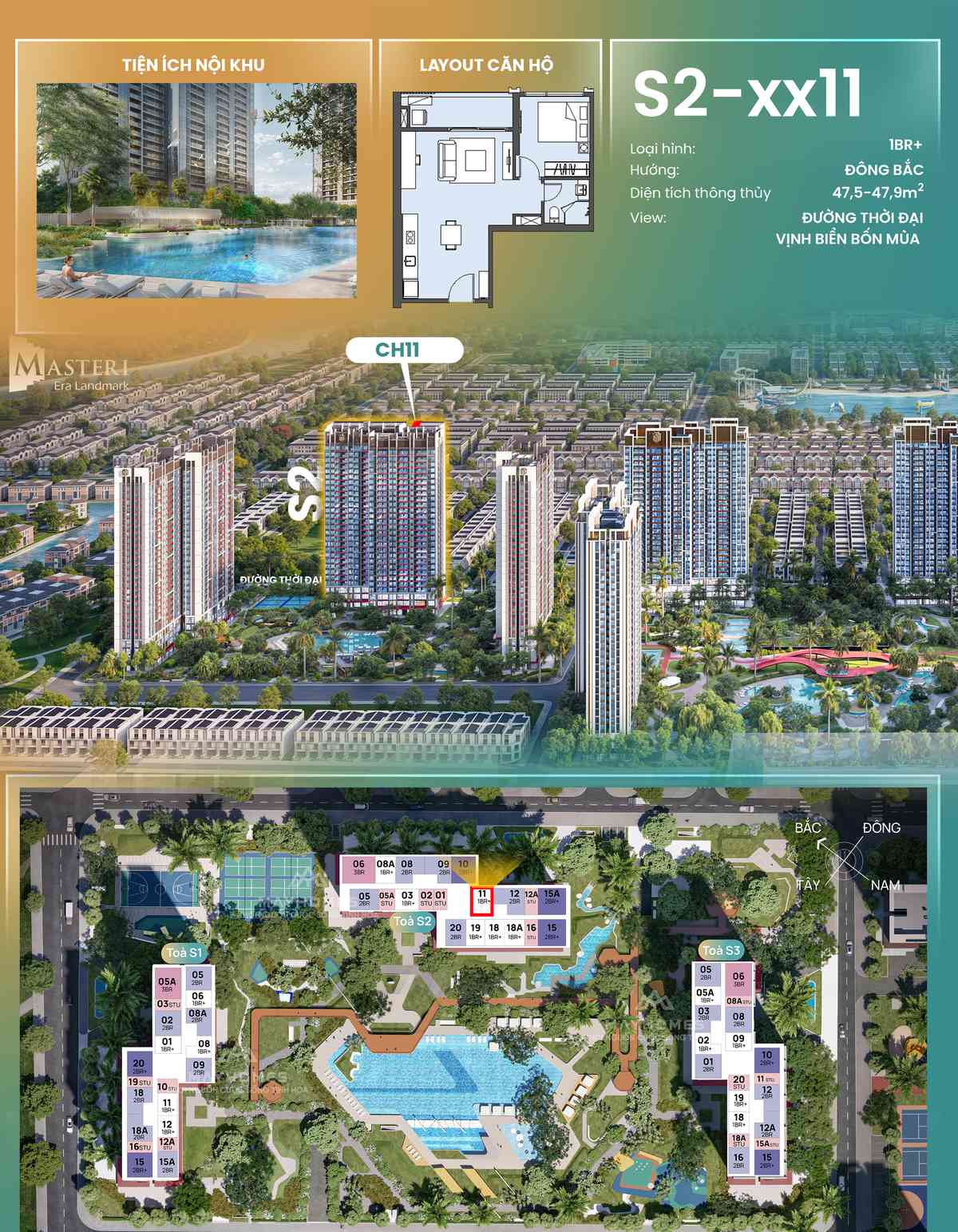 Chi tiết CH11 S2xx11 toà S2 The Spark Masteri Era Landmark Ocean Park 3