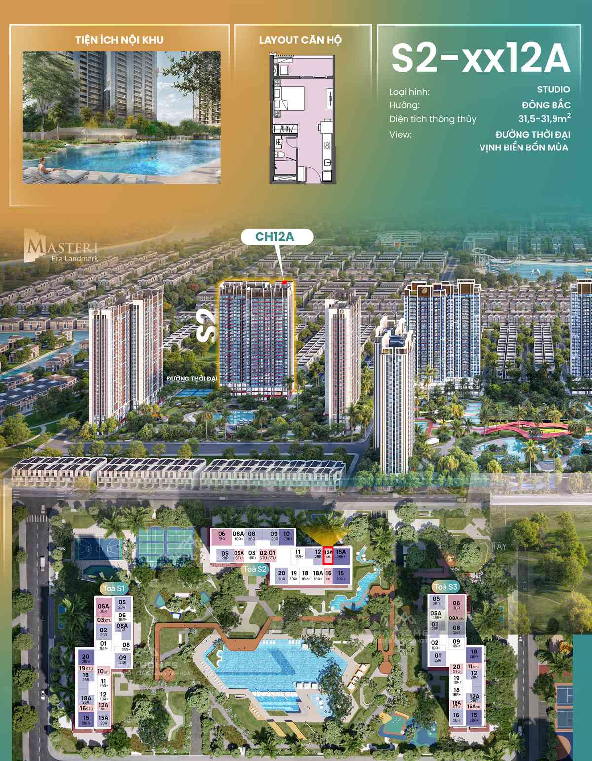 Chi tiết CH12A S2xx12A toà S2 The Spark Masteri Era Landmark Ocean Park 3