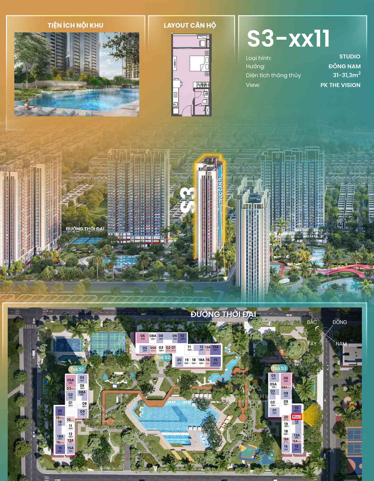 Chi tiết CH11 S3xx11 toà S3 The Spark Masteri Era Landmark Ocean Park 3